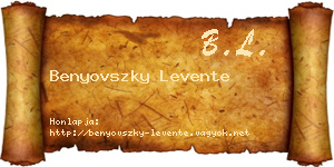 Benyovszky Levente névjegykártya